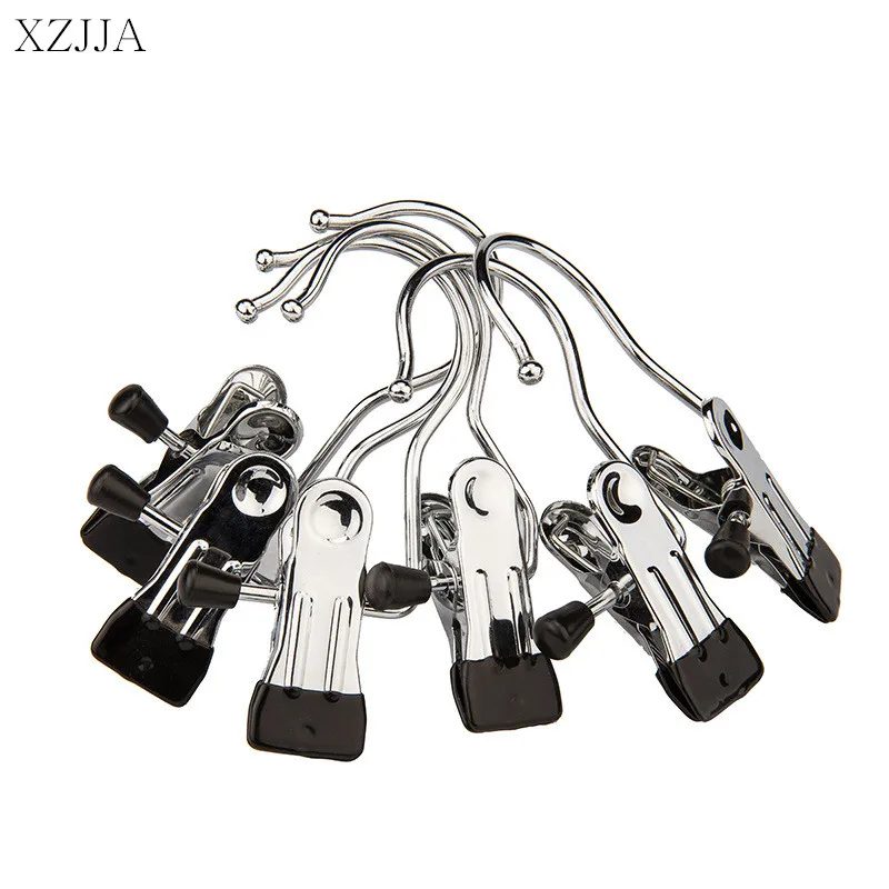 XZJJA 5 قطعة الفولاذ خطاف الملابس الصلب الوتد المحمولة شنقا الملابس القضبان كليب مشابك الغسيل الجوارب الملابس الداخلية تجفيف رف