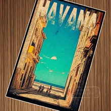 7 вариантов город Гавана Куба поп-арт путешествия плакат Винтаж Ретро Холст Живопись DIY обои плакаты домашний подарок украшение