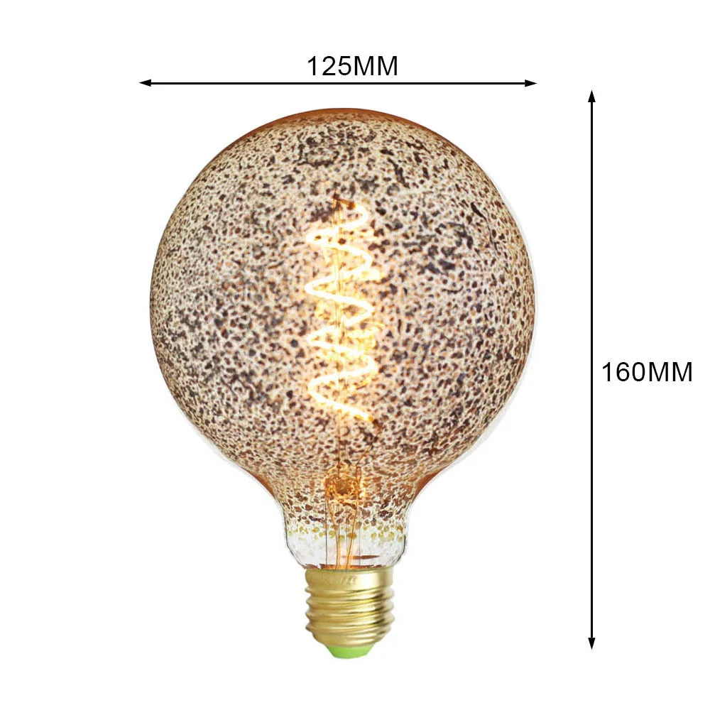 TIANFAN Эдисона лампы старинная лампочка G125 Леопардовый принт Янтарная нить 4W 220/240V E27 декоративная лампа накаливания - Испускаемый цвет: Leopard print amber