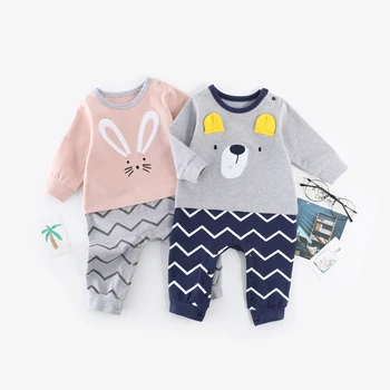 

Newborn Toddler Baby Boys Girls Clothes Bear Rabbit Cartoon Long Sleeve Rompers Jumpsuit Outfits Spring Autumn Infant Clothing