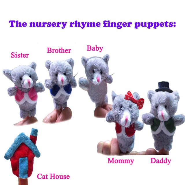 6pcs Finger Doll Plush Toys The Nursery Rhyme Puppets Cat 6pcs Finger Doll Plush Toys The Nursery Rhyme Puppets Cat Family Baby Interest In