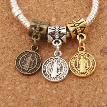 

3Colors Saint St Benedict Nursia Patron Medal Cross Charm Beads 10.2X24mm zinc alloy Bronze Jewelry DIY B1650