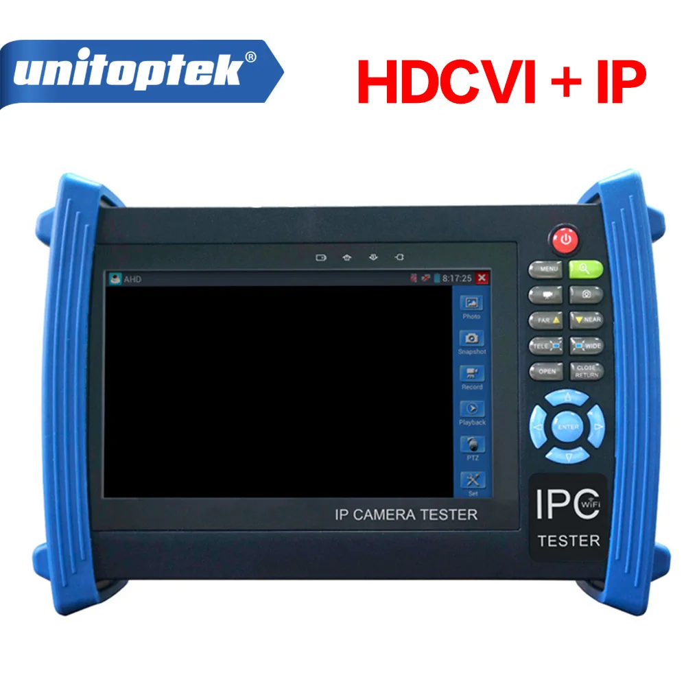 

HDCVI IP Camera CCTV Cam Tester 7 inch Touch LCD Screen, Video Record, Utp Cable Scan, WIFI/Ping Test + PTZ Controller + POE Out