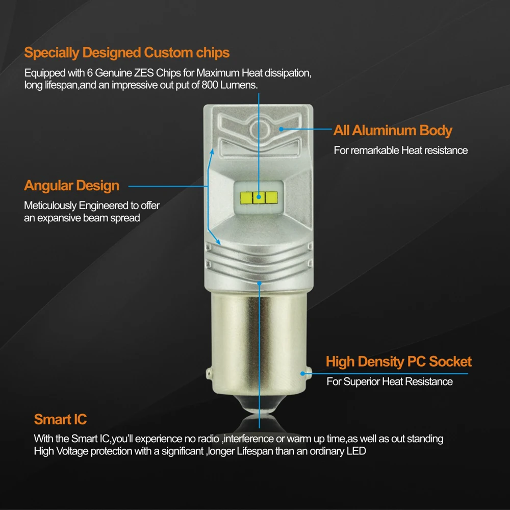 2x1156 Ba15s P21W 7506 CSP 30 Вт Светодиодный светильник лампы Супер яркий свет сигнальная лампа белый DC12-24V