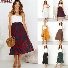 Модные женские летние шифоновые плиссированные юбки в горошек, свежие повседневные длинные юбки для дам, пляжные свободные юбки, новинка