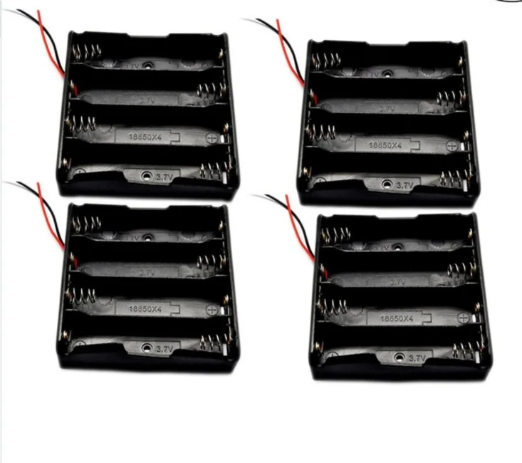 4 pack Plastic Battery Storage Case Box Holder for X 18650 Black with 6" Wire Leads | Инструменты