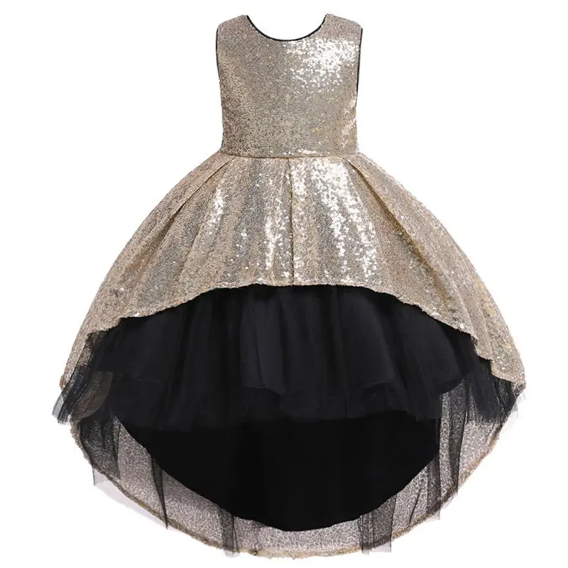 Высокое качество платье принцессы для девочек без рукавов Пасхальный костюм Детские платья для девочек карнавальное платье для маленьких девочек свадебное платье Vestidos - Цвет: Champagne