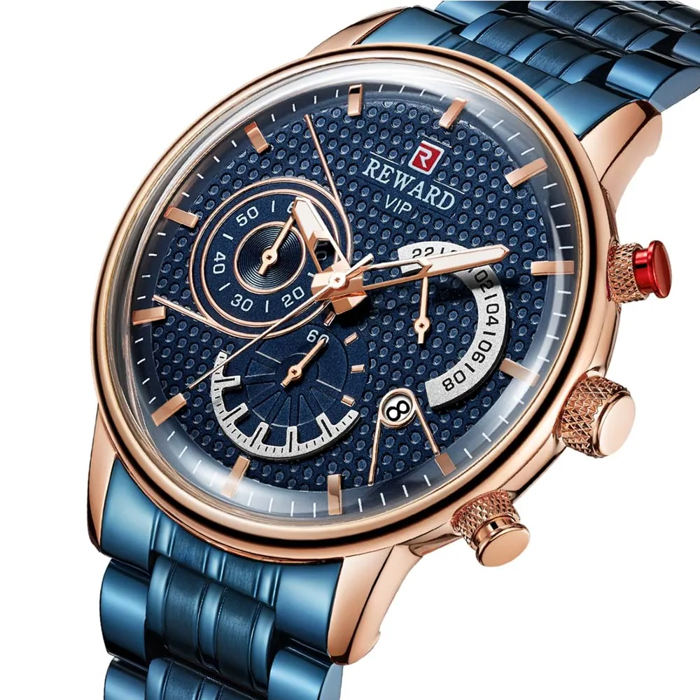 

Relogio Masculino Blue Men Watches Top Luxury Brand Business Steel Quartz Watch Casual Waterproof Male Wristwatches Chronograph