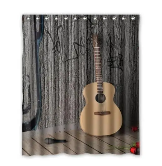 Guitar Home Decoration Fabric Modern Classical Custom Shower Curtain