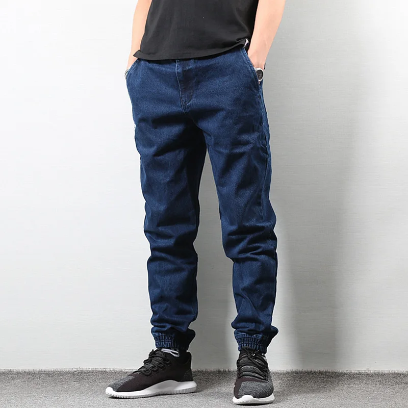 Japanese Style Fashion Men Jeans Blue Color Slim Fit Denim Cargo Pants hombre Long Trousers Streetwear Hip Hop Joggers Jeans Men