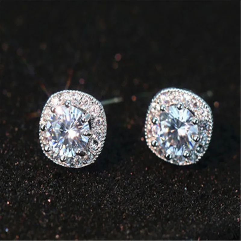 

925 sterling silver needle Stud earrings Female temperament set The drill Earrings allergy Tide act the role ofing is tasted