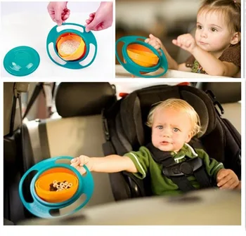 

1PC Baby Kid Boy Girl Gyro Feeding Toy Bowl Dishes Spill-Proof Universal 360 Rotate Technology Funny Gift pratos wholesale