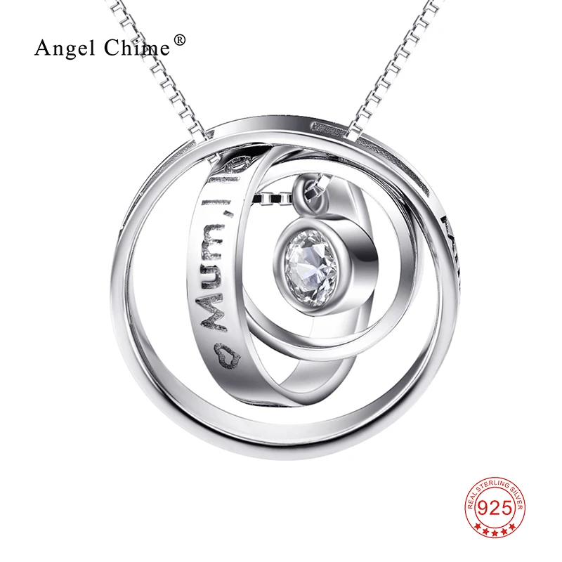 

Simple Interlocking Circles Pendant 925 Sterling Silver Lettered Statement Choker Necklace Fashion Jewelry Mother's Day Gifts