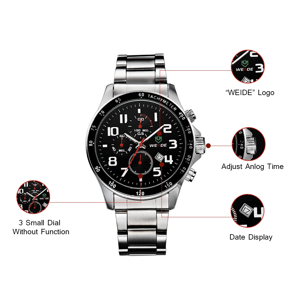 WEIDE мужские часы лучший бренд роскошных часов автоматического srainless стали