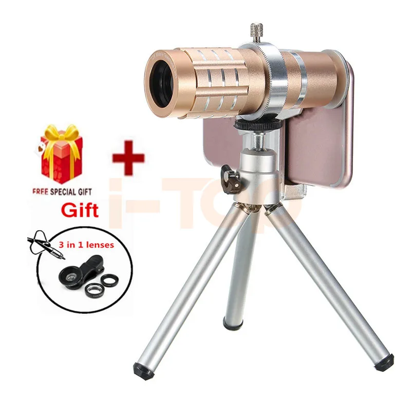 HD Camera Lens Kit 12x Telephoto Zoom Lentes Telescope