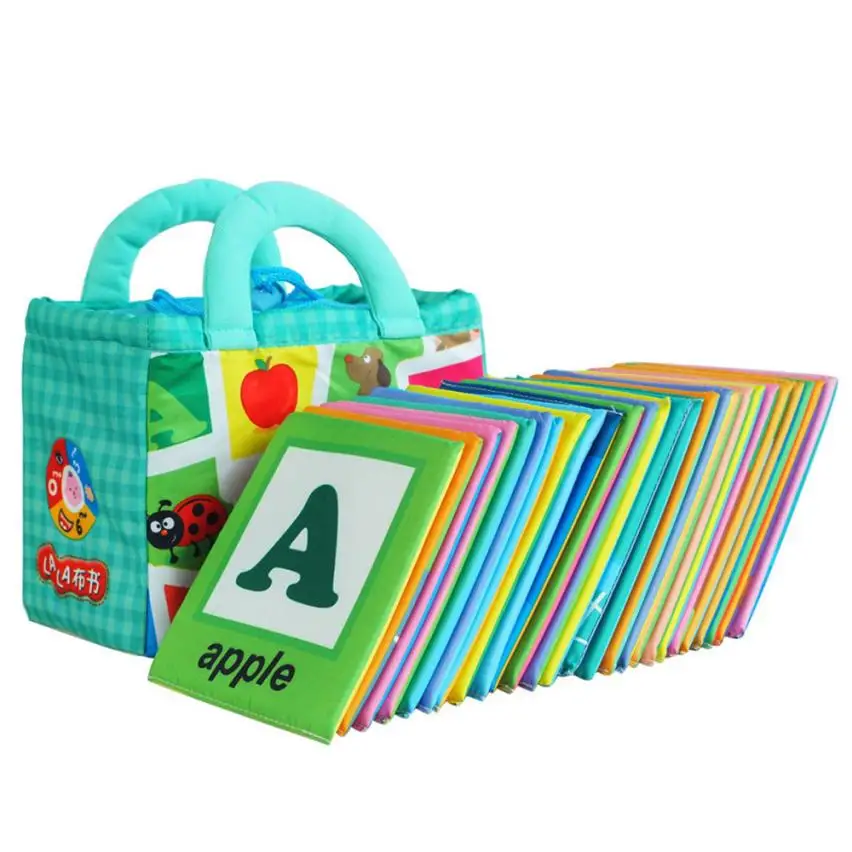 

HIINST Fun 26 Letters Cloth Card with Cloth Bag Early Education Toy Polyester cloth book For Kids Toys Birthday