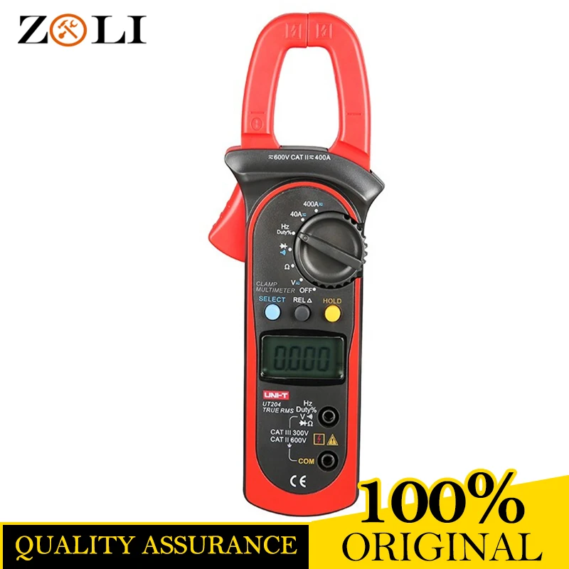 

ON SALE UNI-T UT204 Multimeter True RMS Auto Range 400-600A Digital Clamp Meters w/Frequency Test Highly Voltage Tester UT204