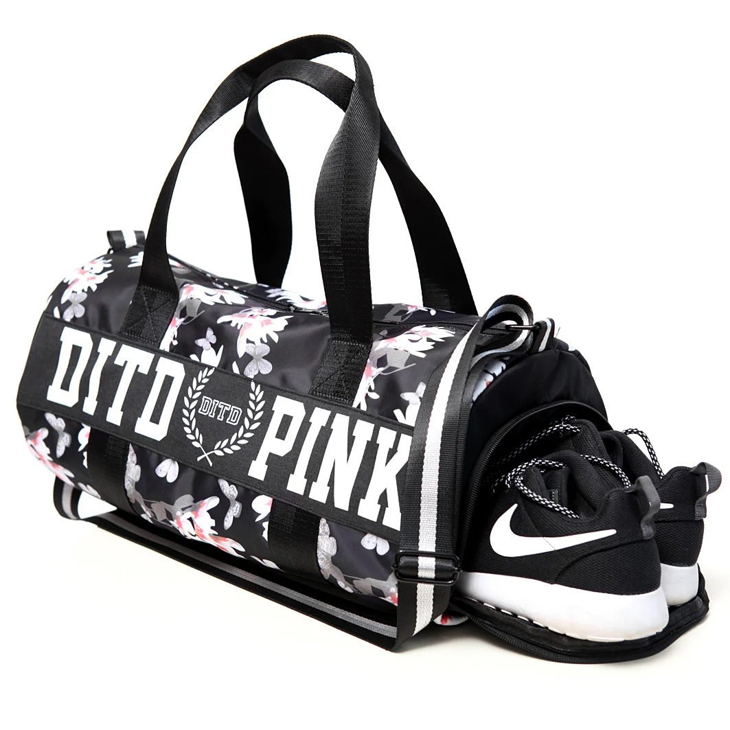 

2019 Pink/gray/black Women Men Gym Bag Fitness Shoulder Gird Strip Travel Bag Outdoor Yoga Bag With Shoes Storage Sac De Sport
