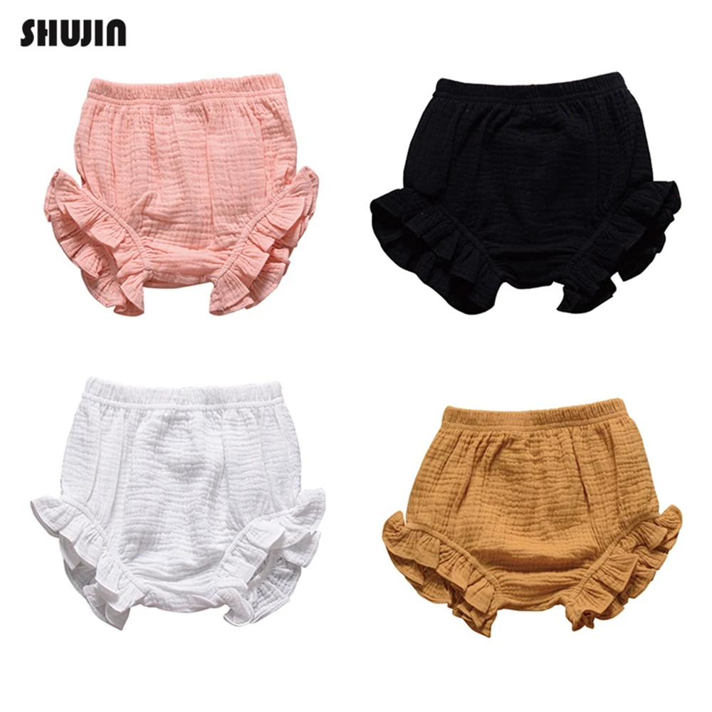 

Shujin Summer New Baby Fashion Casual Large PP Shorts Infant Solid Cotton Bloomers Toddler Girls Bread Pants Playsuit Clothing