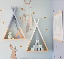Nordic Style Wooden Tents Bunker Shelves Wall Decorations Storages Organizer For Kid’s Room Photography Props Wooden Racks