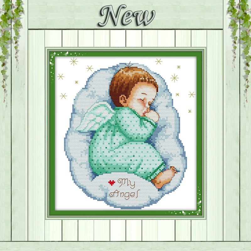 Спящий ангел ребенок прекрасный мальчик, счетный напечатанный на холсте DMC 14CT 11CT наборы вышивки крестиком, вышивальные наборы для рукоделия, домашний декор