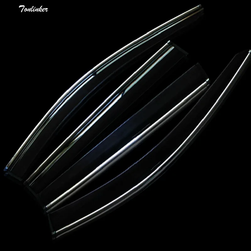 

Tonliner 4 Pcs DIY Car Styling PC Molding Material Special Rain Shield with Light Cover Case Stickers for Peugeot 2008 2014