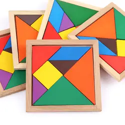 Деревянный Tangram доска для головоломки разноцветный дерево геометрическая форма DIY головоломки Творческий интерактивные обучения