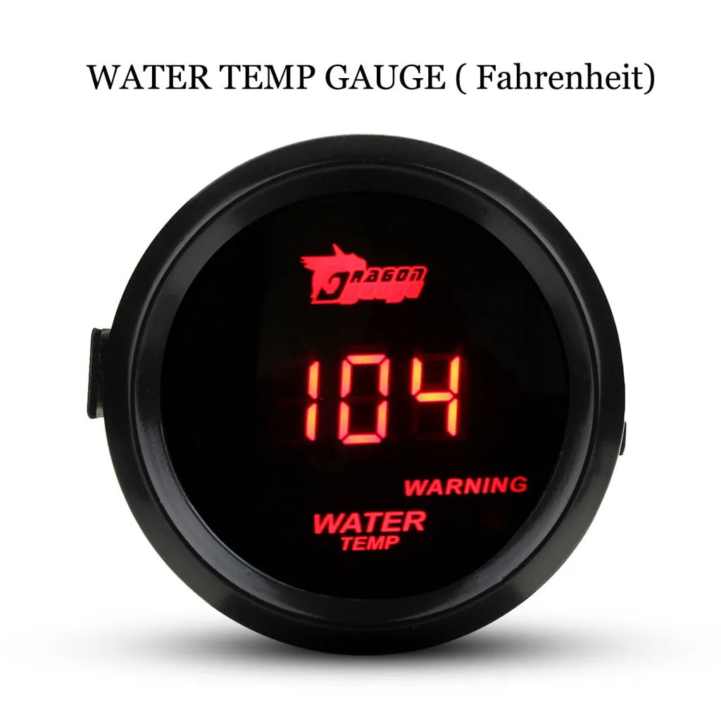 Digital LED Water temp Gauge Water temp sensor Car Black 2 52mm Red Digital LED Electronic Water Temp Temperature Gauge#702y20