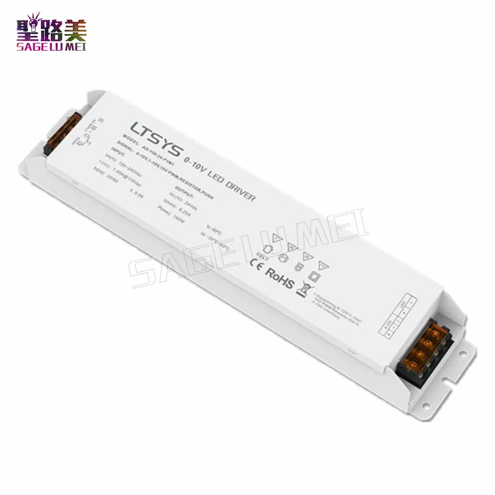 

Free Shipping LTECH AD-150-24-F1M1 0/1-10V dimming driver AC100-240V input 24V 6.2A 150W output Constant Voltage Led Driver