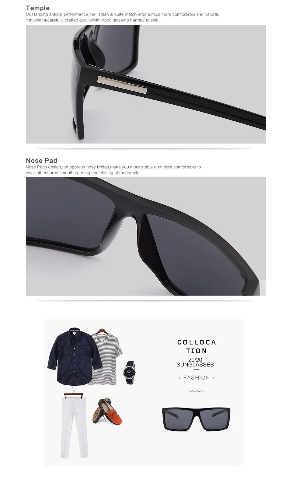 20/20 Marke Design Klassische Schwarz Polarisierte Sonnenbrille Männer Fahren Sonnenbrille für Männliche Shades Brillen Mit Box Oculos_voghion.com