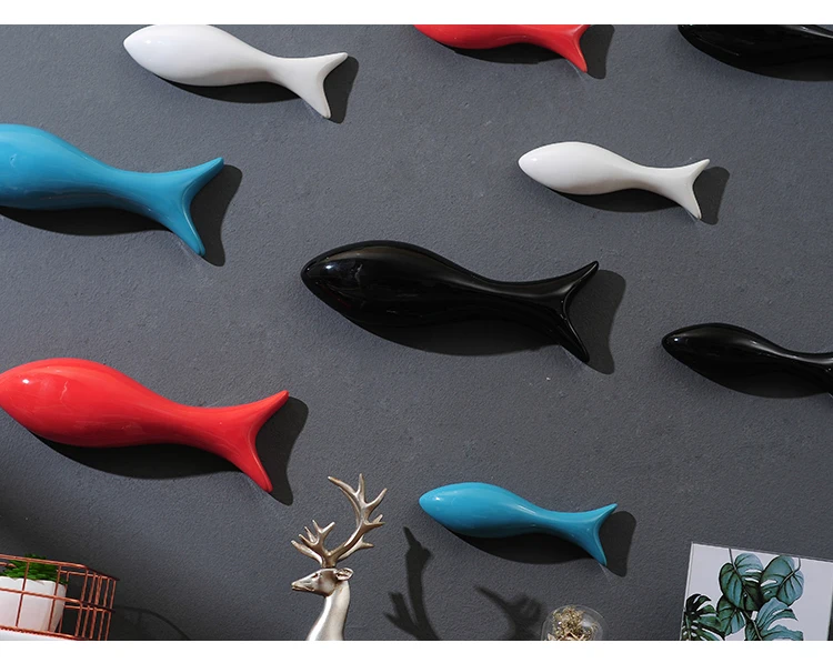 Современный 3D дизайн в форме рыбы, керамическая декоративная подвеска, украшение для дома на стену, фигурка рыбы, кухонные принадлежности