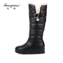 Fanyuan/зимняя женская обувь сапоги до колена женские теплые зимние сапоги на меху, увеличивающие рост, на низком каблуке обувь с хлопковой подкладкой на платформе размеры 34-43