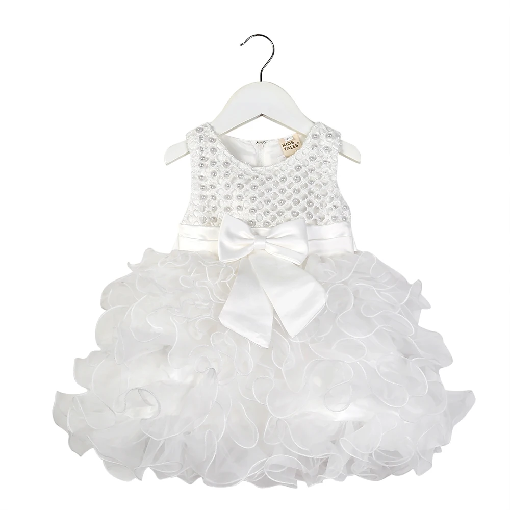 JQ-1134 новорожденных 1 год рождения платье Детская одежда Кружева крещение бальное платье бусы украшения события вечерние платье для маленьких девочек