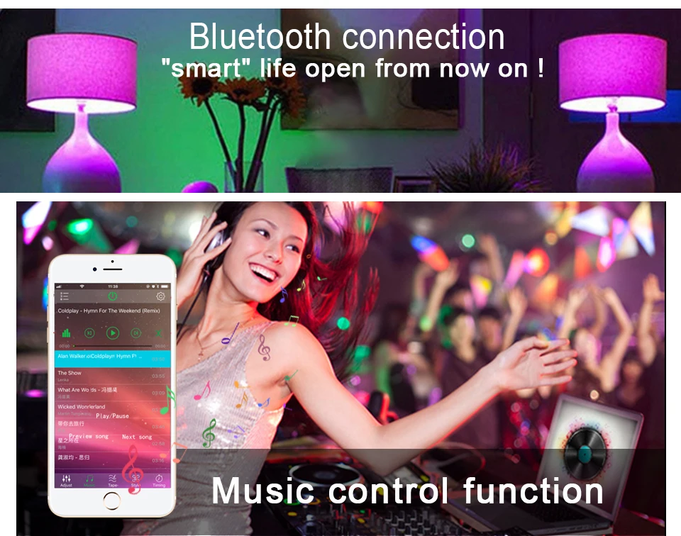 С регулируемой яркостью Bluetooth APP Управление RGB светодиодный лампы E27 RGBW/RGBWW AC85-265V Беспроводной светодиодный светильник ИК-пульт дистанционного управления Управление смарт-лампа для дома