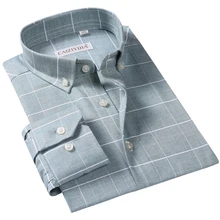 Мужские повседневные клетчатые рубашки на пуговицах высокого качества из хлопка с длинным рукавом, приталенные мужские рубашки без карманов