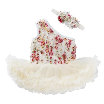 

2019 ARLONEET New summer Dress Mesh Girls 2 PCS Toddler Baby Girls Sleeveless Flower Dress +Headband Outfits Set Z0205