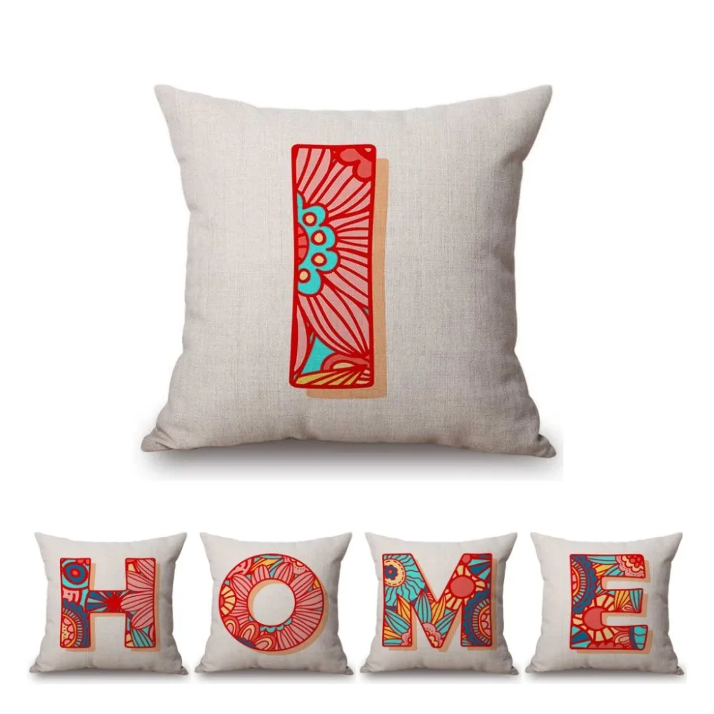 

26 Pink Floral Graffiti Monogram Initial Alphabet Letters ABC Home Decorative Sofa Throw Pillow Case Nordic Letter Cushion Cover