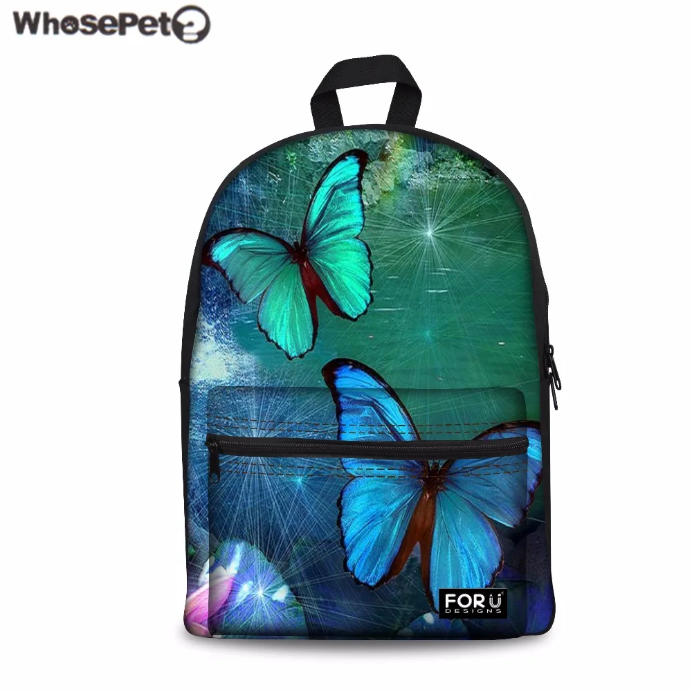 

WHOSEPET Women Backpack Butterfly Printing School Bag for Girls Kids Bookbag Canvas Rucksack Laptop Daypack Mochila Bolsa 2018