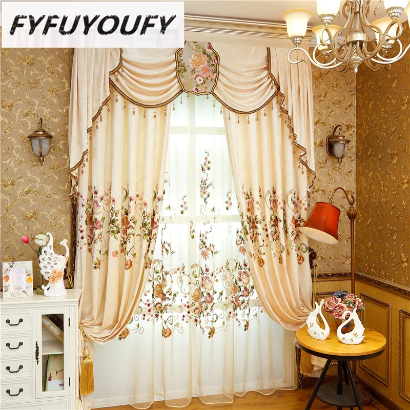 Luxurious Europe Jacquard Blackout Curtains For Living Room With High