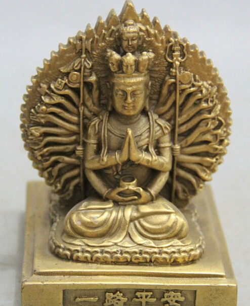 

4 Tibet Brass 2 Face 1000 Arms Avalokiteshvara Goddess Kwan-yin Guan Yin Statue R0711 Discount 35%