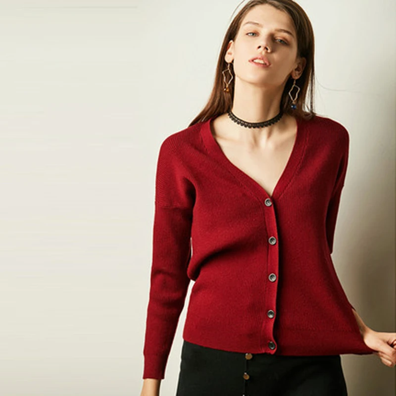 

New spring 2019 female knit cardigan wool sweater coat short women long sleeve knitted jacket female solid cashmere cardigan
