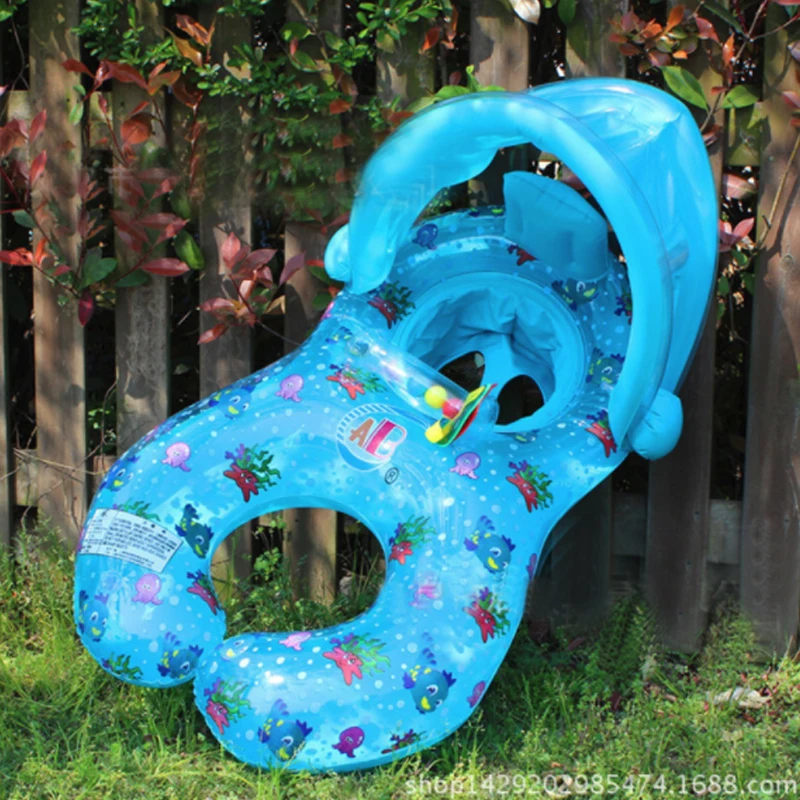

Inflatable Baby Kids Shade Swimming Ring Summer Swim Float Water Fun Pool Toys Swim Ring Seat Parent Kid Swimming Circle Ring