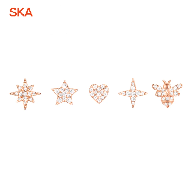 

SKA 2018 New Arrivals Trendy Stud Earrings For Women Silver 925 Sterling Women Earring Monaco Meteorites Fine Jewelry RE10733OX