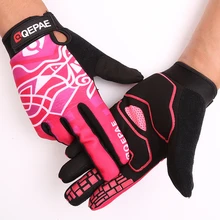 Qepae велосипедные перчатки полный палец Спорт ударопрочный MTB велосипед перчатки мужские и женские велосипедные губки длинные перчатки розовый M-XXL