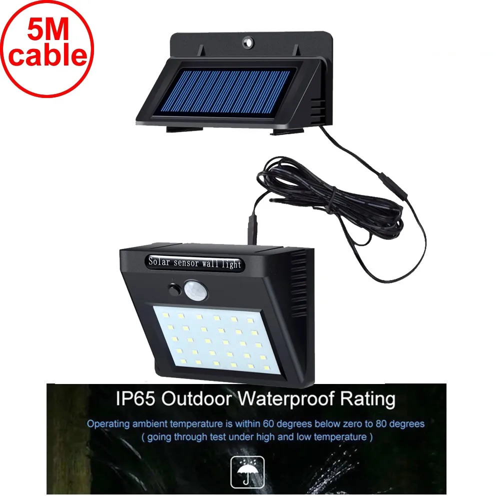 

30 led 500lm solar light split mount pIR motion 3 sensor LED Solar Wall La IP street wall indoor lamp bulb strings for patio new