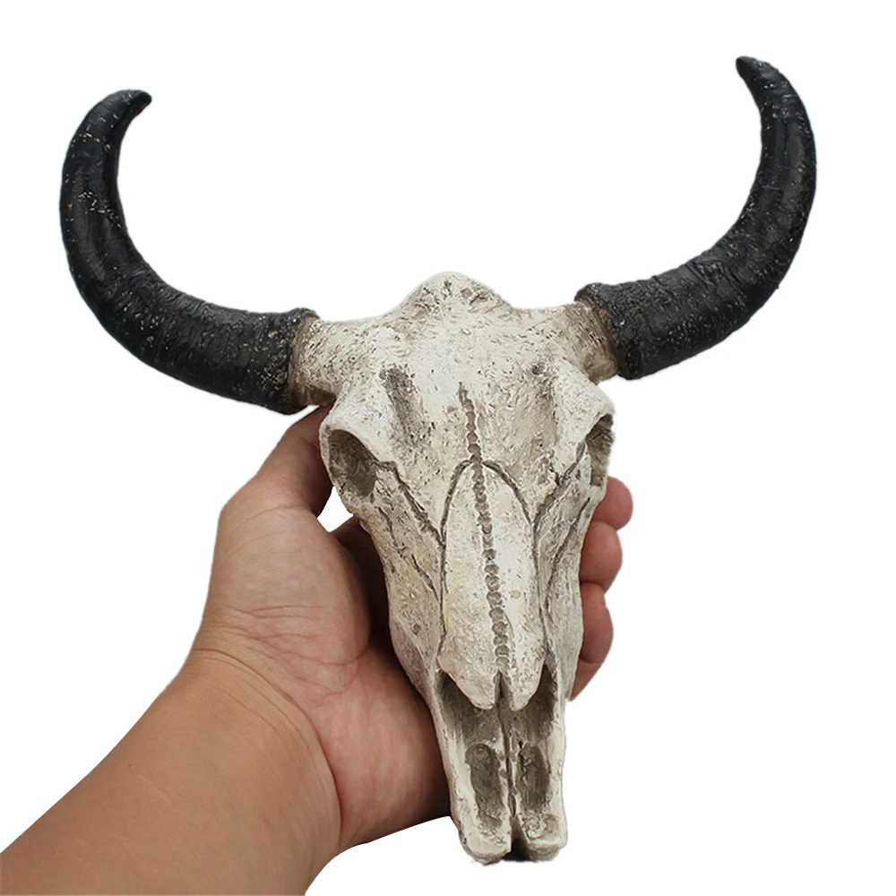 

Skulls Steer Bull Head Sculpture Long Horn Resin Cow Skull Wall Hanging Mounted Creative Art Crafts Ornaments Gifts