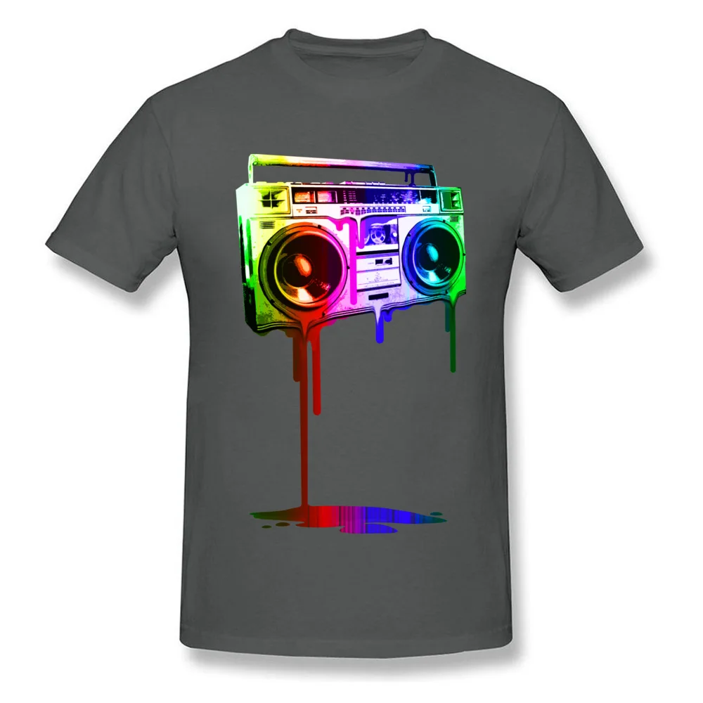 Pure Cotton Male Short Sleeve Melting Boombox digital rainbow look T-shirts Design Tops Tees Funky Birthday Crewneck T-Shirt Melting Boombox digital rainbow look carbon