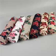 Модный цветочный шарф хиджаб из Джерси для женщин Длинная Исламская платочная повязка на голову арабский тюрбан, головной платок 180*80 см 6 цветов