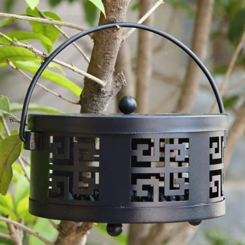 

New Portable Coil Incense Burner Retro With Cover Aromatherapy Mosquito Coil Holder With Handle For Home Garden Decor Hot Sale