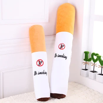 

New 1pc 50cm Novelty Plush Toys Printing "No Smoking" cylindrical sleeping Cigarette pillow Boyfriend birthday gift plush toys